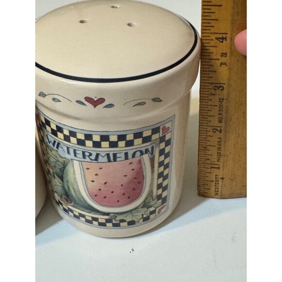 SUSAN WINGET Watermelon Salt  Pepper Shaker Set 90s Kitchen Cottagecore Country - Picture 5 of 6